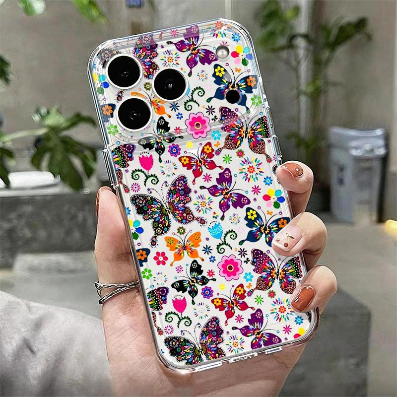 Colorful Butterfly Pattern Soft Case For iPhone 17e 17 16 15 14 13 Pro Max 17 Pro 16e 12 11 Transparent Shockproof Phone Cover