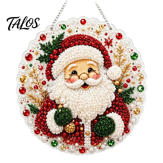 Home Art Activity Set Christmas Rhinestone Painting Kit, DIY Wreath Craft for Adults, Double Full Drill Accessory Sided Window Ornament, Acrylic