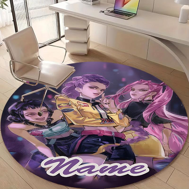 Personalized K-KPop Demon Hunters Round Chair Office Rug - Perfect for Mat, Office Chair & More - Ideal Gift for Birthdays and Holidays