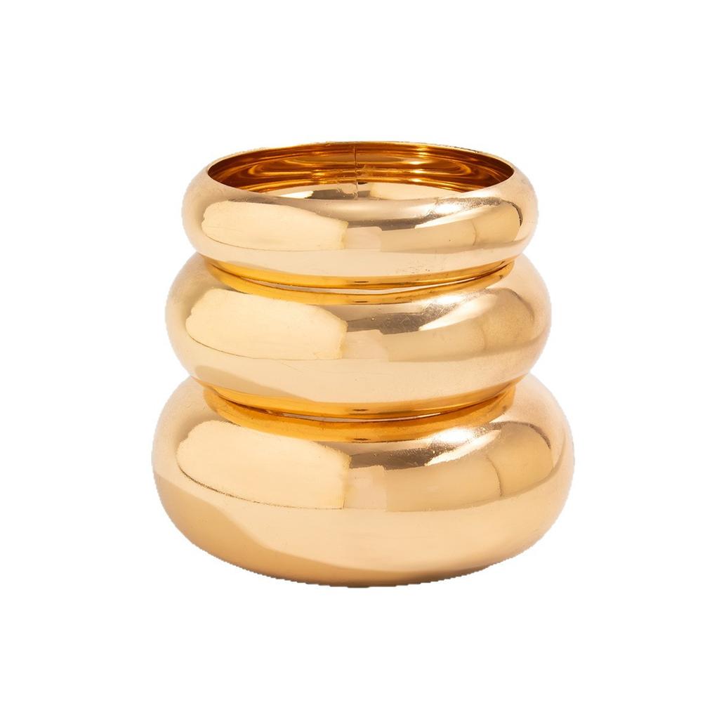 Exaggerated Metal Large Glossy Bracelet Bracelet Design Sense Geometric Round Wide Bracelet