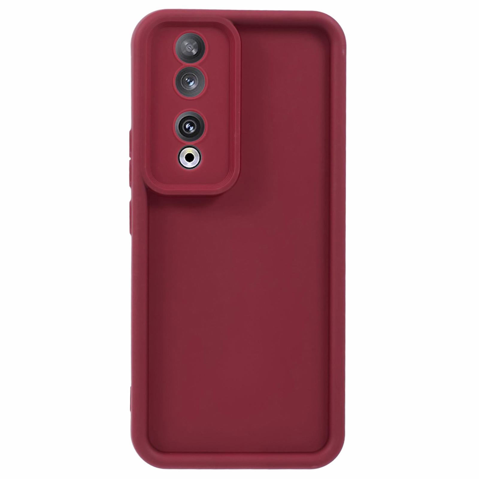 

For Honor 90 Case Precise Lens Cutout Thicken Anti-Drop Matte TPU Phone Cover Red