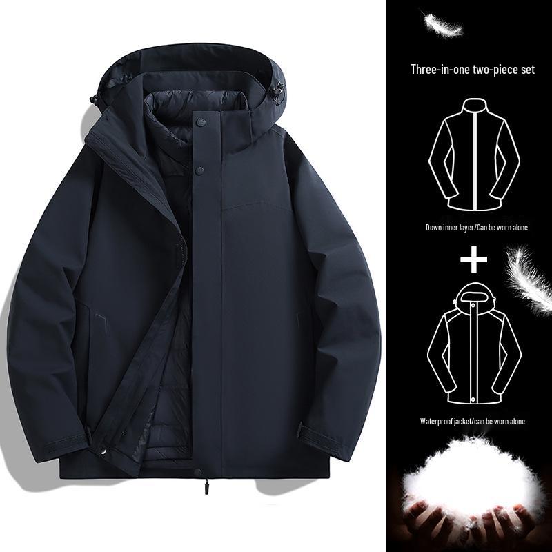 Op maat Gemaakte Winddichte en Waterdichte Heren 3-in-1 Outdoor Jas met Logo Bedrukking voor Bedrijfs- en Teamkleding