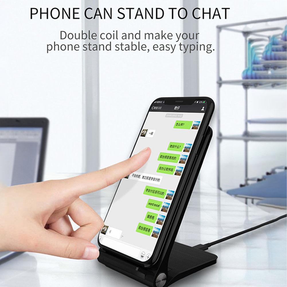 

Portable QI Mobile Wireless Charger Vertical Wireless Fast Charging for iPhone 8 X Samsung NOTE 8 S8 black #1