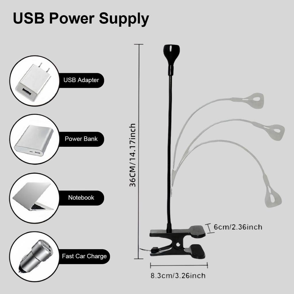 Usb Led Clip On Desk Lamp Reading Book Light Dc-5v Clamp Cold White Ligting For/table Decor Night Holiday Lighting Energy/saving