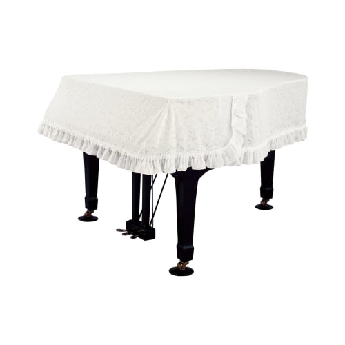 

Alps Grand Piano Cover, G-BL, for Yamaha C1, Made in Japan, Jacquard Lace, White Leaf Pattern