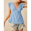 V Neck Lace Short Sleeve Hollow Out Sweet Blouse Women Fashion Summer Solid Color Shirts Ladies Loose Slim Fit Tops Elegant Clothing