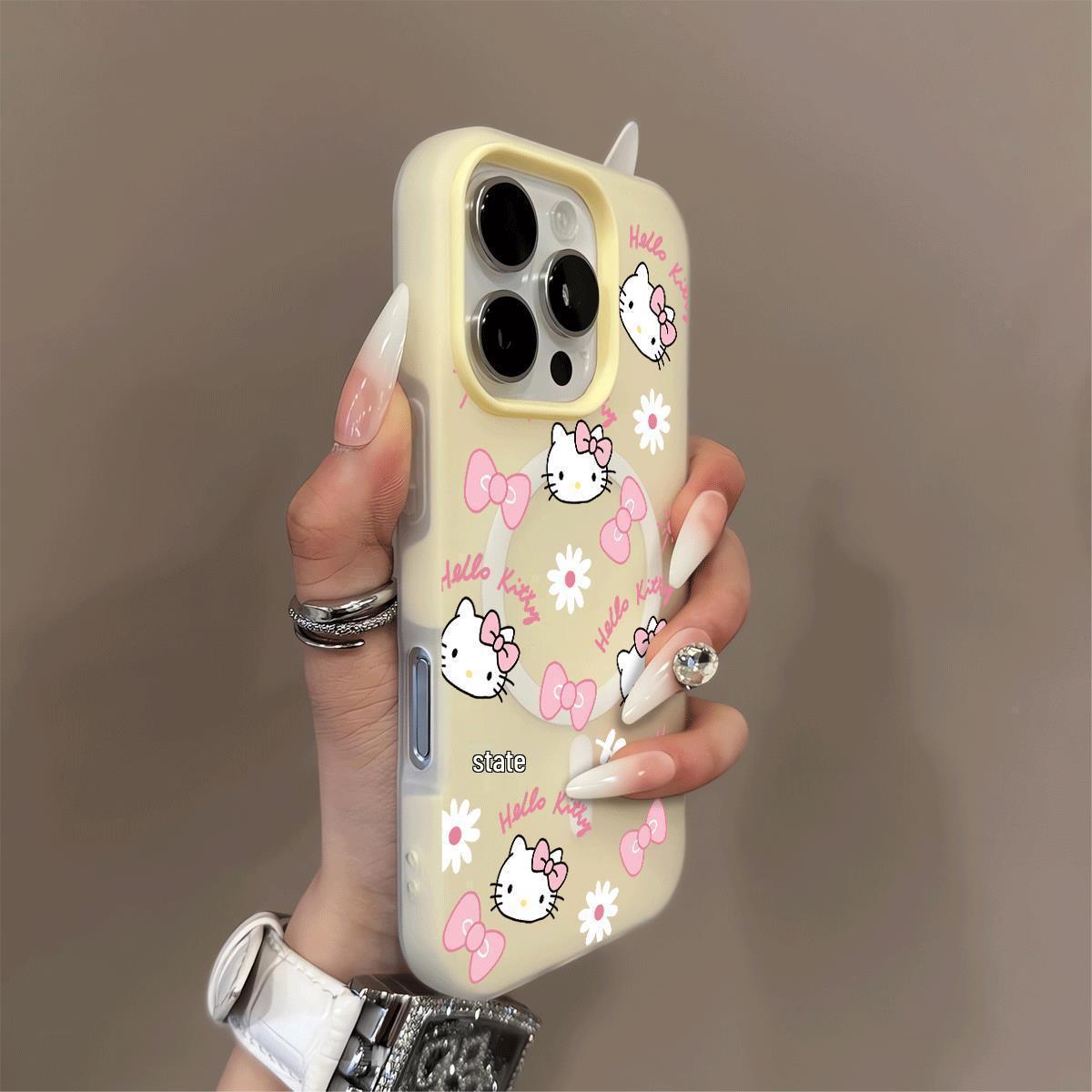 

Cartoon Bowknot KT Cat Case for iPhone 17pro Max to 15Pro 16 Plus