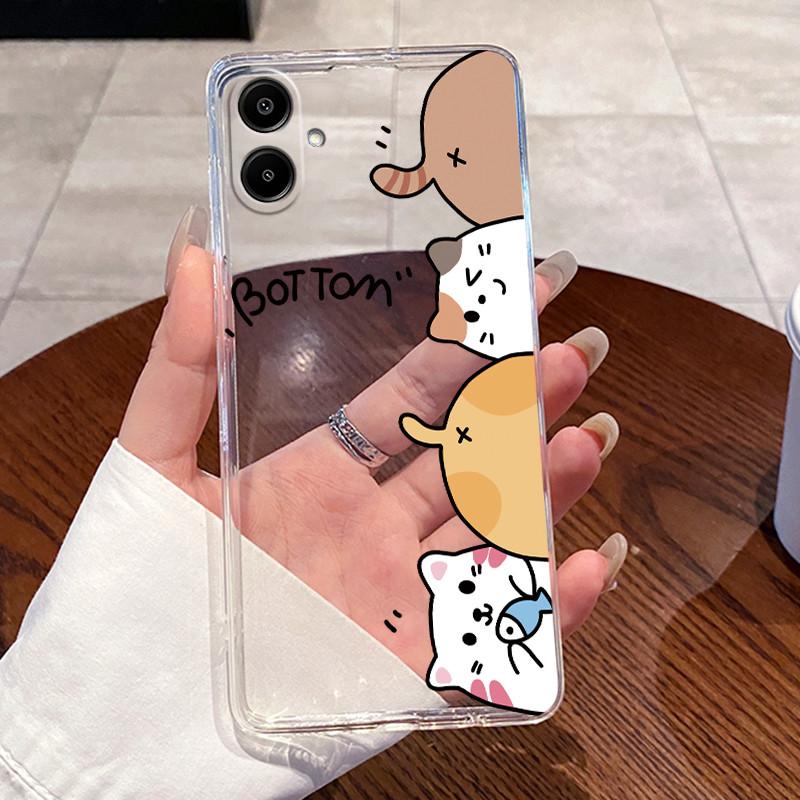 For Samsung Galaxy A07 4G 2025 Silicone Aesthetic Fashion Cute Cat Phone Case Transparent Soft TPU Casing SamsungA07 Back Cover