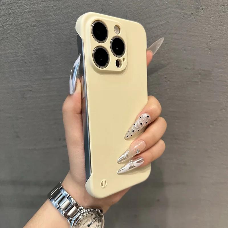 Luxury No Borders Matte Phone Case For iPhone 11 12 13 14 15 Pro Max 7 8 Plus X Xs Max XR Mini Ultrathin Bumper Cases Cover