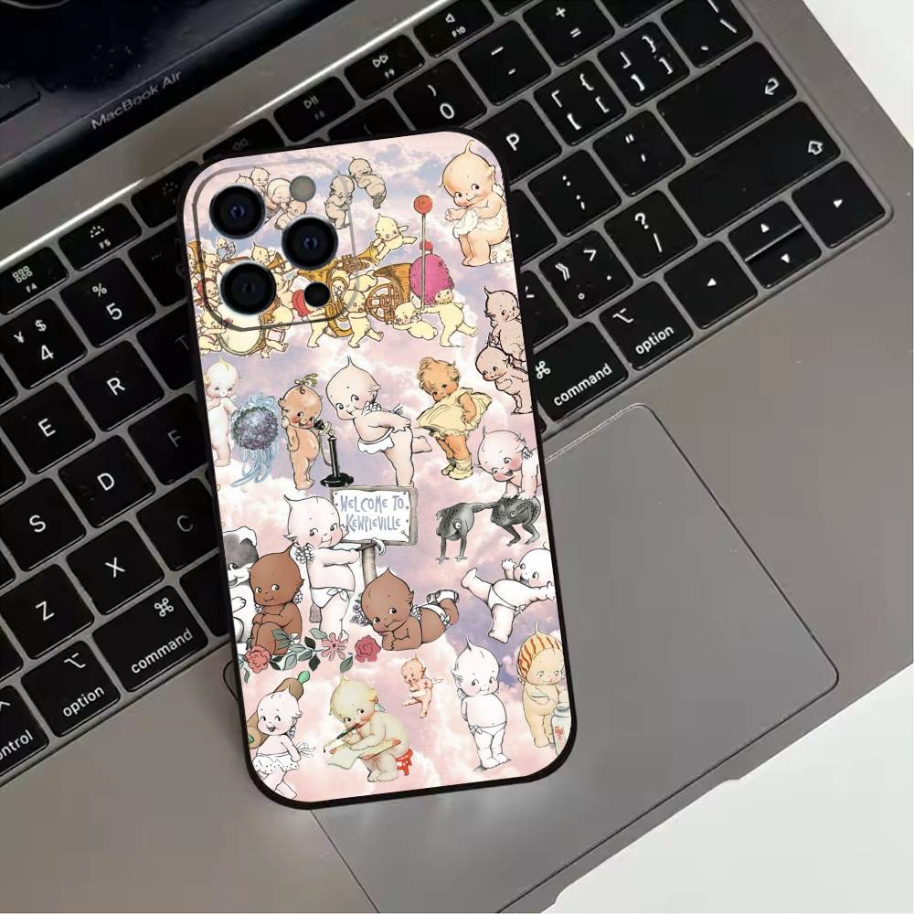 

Kewpie Cute Angel baby Phone Case For iPhone 17,16,15,14,13,12,11 Plus,Pro Max,XS,Soft Silicone Black Cover iPhone16promax
