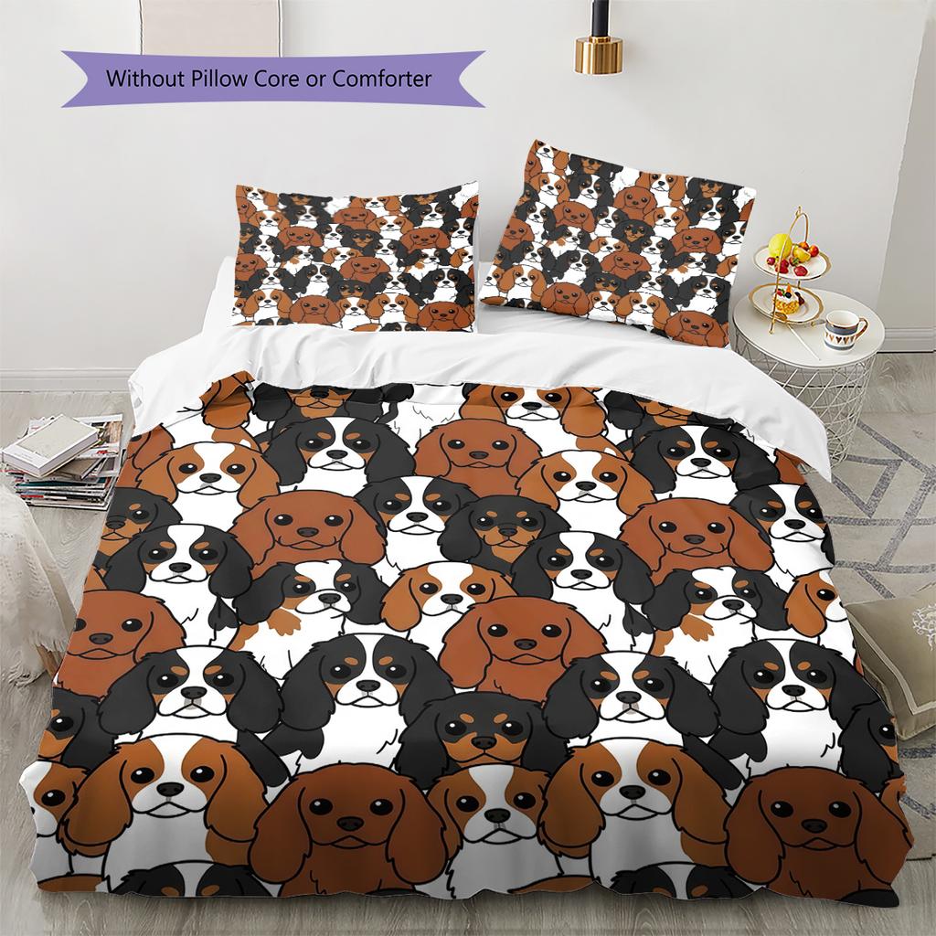 Biancheria da letto con motivo cucciolo cartone animato, Set piumino Copripiumino Federa Regalo di compleanno per la casa (1 * copripiumino + 2 * federa, senza nucleo)