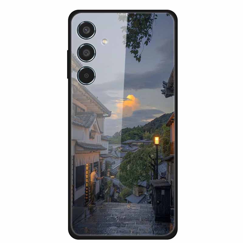 Glass Cellphone Case For Samsung Galaxy M35 Hard Plastic Back Cover For Samsung M 35 Flowers Painted Cases Fundas Shell Shield