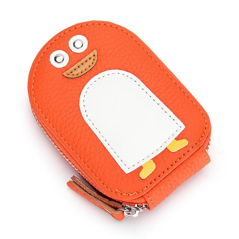 Card Bag Women's Leather Small Exquisite Cartoon Penguin Change First-layer Cowhide Cute ID