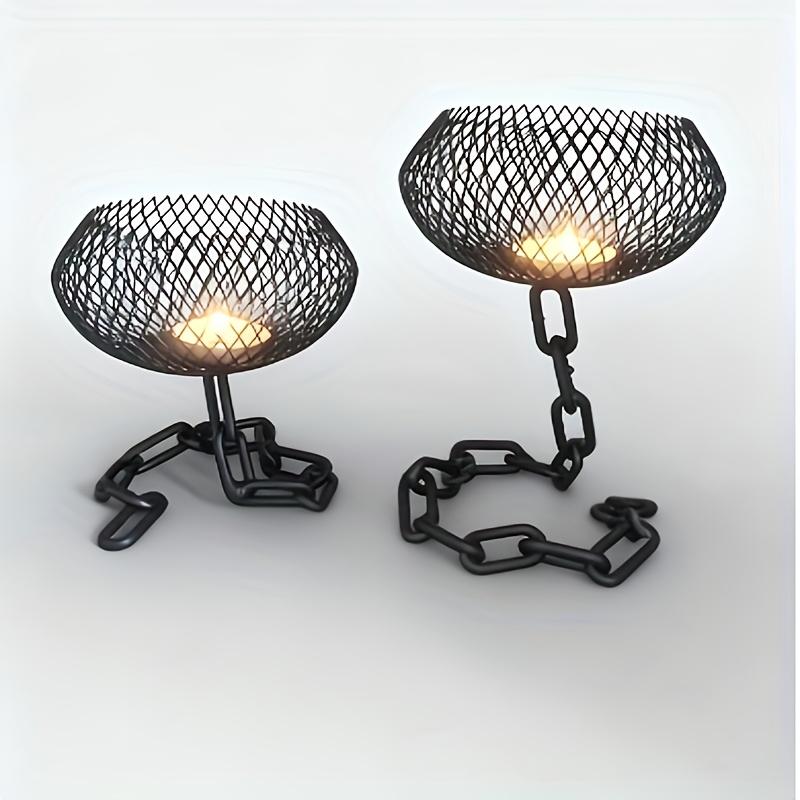 1PC Industrial Chain Iron Candlestick: A Retro Industrial-style Decorative Piece with a Chain Design, Suitable for Indoor/outdoor Use.
