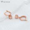 Fashion Simple Rose Gold Color Smooth Cubic Metal Drop Earrings Jewelry Sets For Women Girls Daily Pendant Necklace