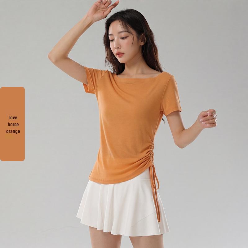 2026 Summer Lyocell Off-Shoulder Slimming Short-Sleeve Women's T-Shirt - Elegant & Versatile