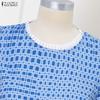 ZANZEA Women Casual Round Neck Short Sleeve Print Dress