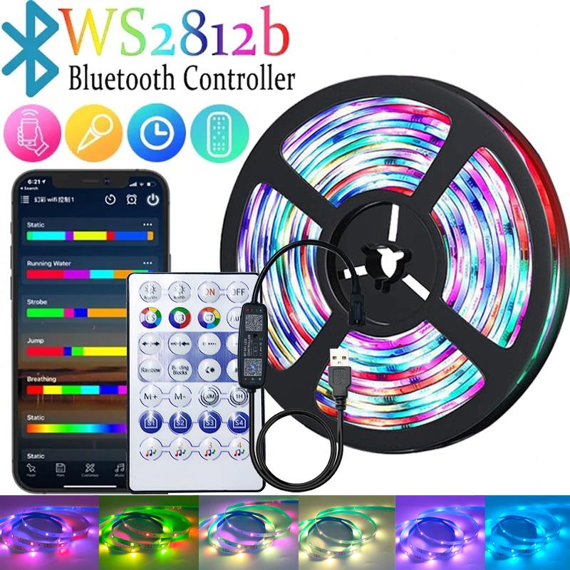 WS2812B RGBIC 5050RGB LED-Streifenlicht App-Steuerung Lauflichteffekte Flexibles Band Diodenband TV-Hintergrundbeleuchtung Raumdekoration