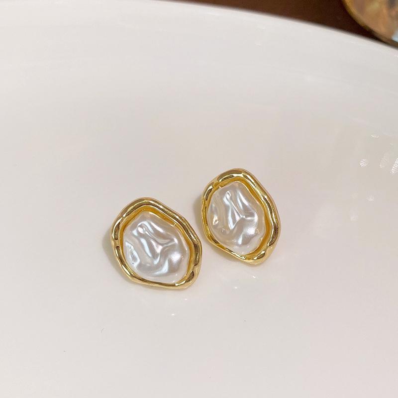 

Геометрические нерегулярные круглые металлические жемчужные серьги для женщин минималистский стиль индивидуальные серьги модные ювелирные изделия подарок золотой