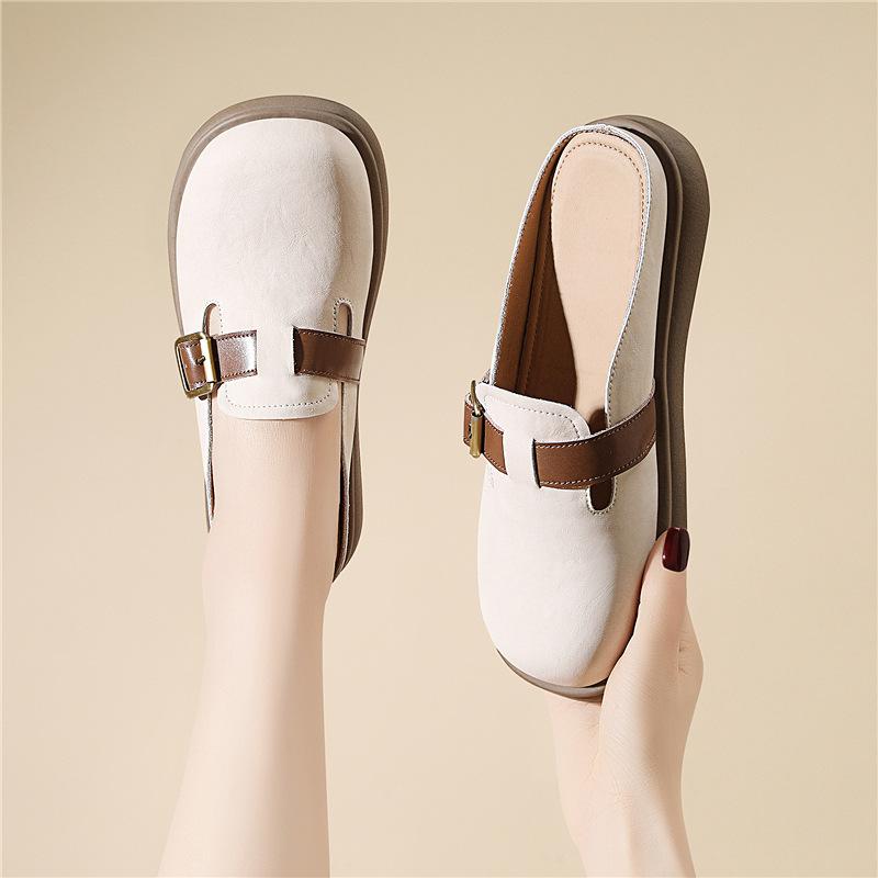 

Half slippers casual style Korean version lazy single shoes bag head wear a pedal thick bottom gas 34
