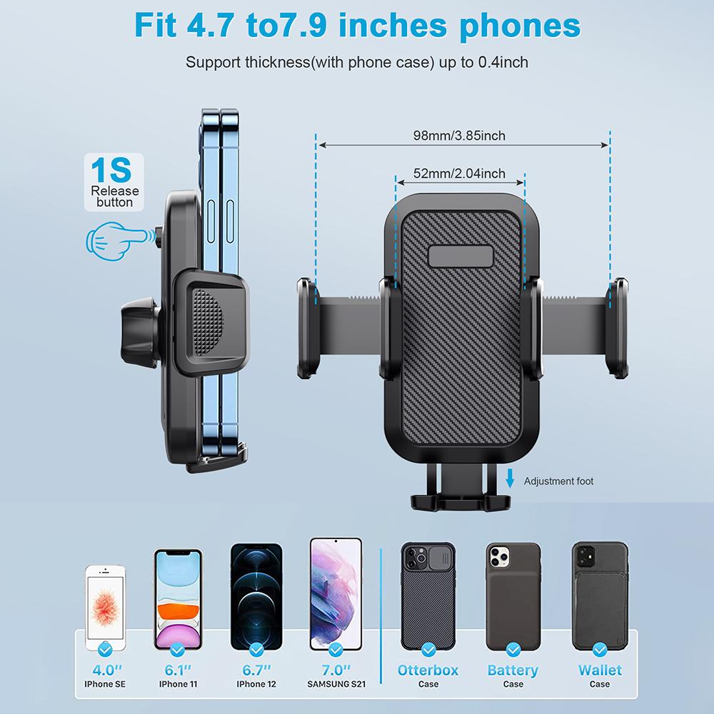 ML-200 Extendable Arm Phone Holder 360 Degree Rotation Suction Cup Mount Bracket for Car Dashboard/Windshield