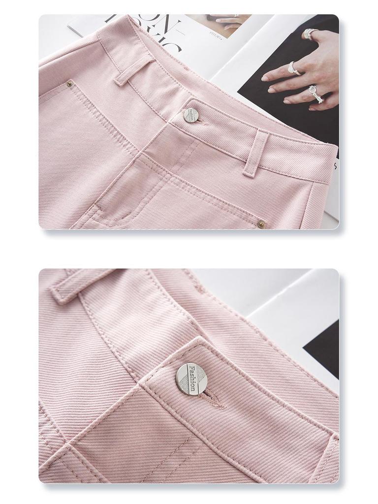 Pink High-Waisted Wide-Leg Micro-Flare Jeans for Women - 2025 Spring/Summer Collection