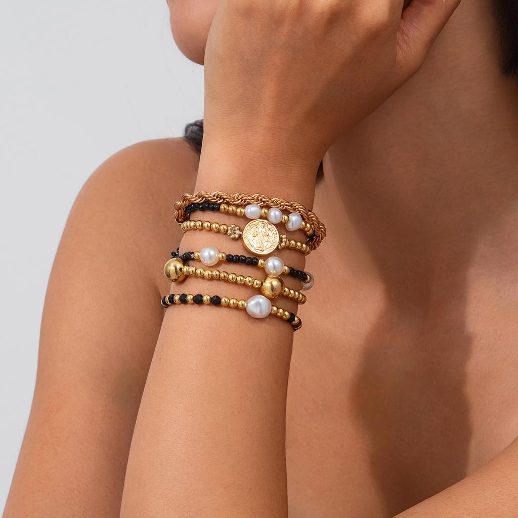Ingemark 6Pcs/Set Bohemia CCB Imitation Pearls Rice Bead Bracelet for Women 2026 Trendy Summer Beach Party Bangles Jewelry Gift