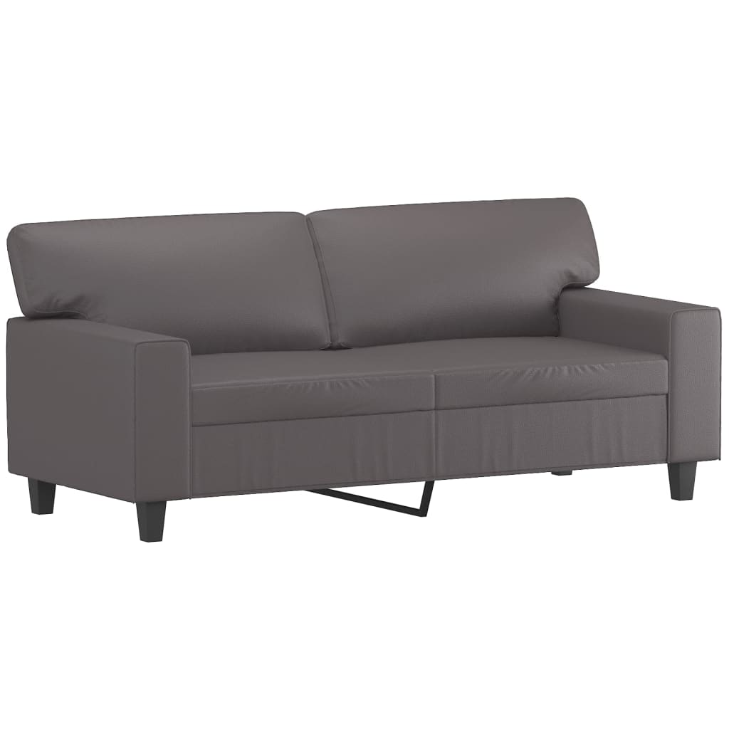 3 Piece Sofa Set Grey Faux Leather