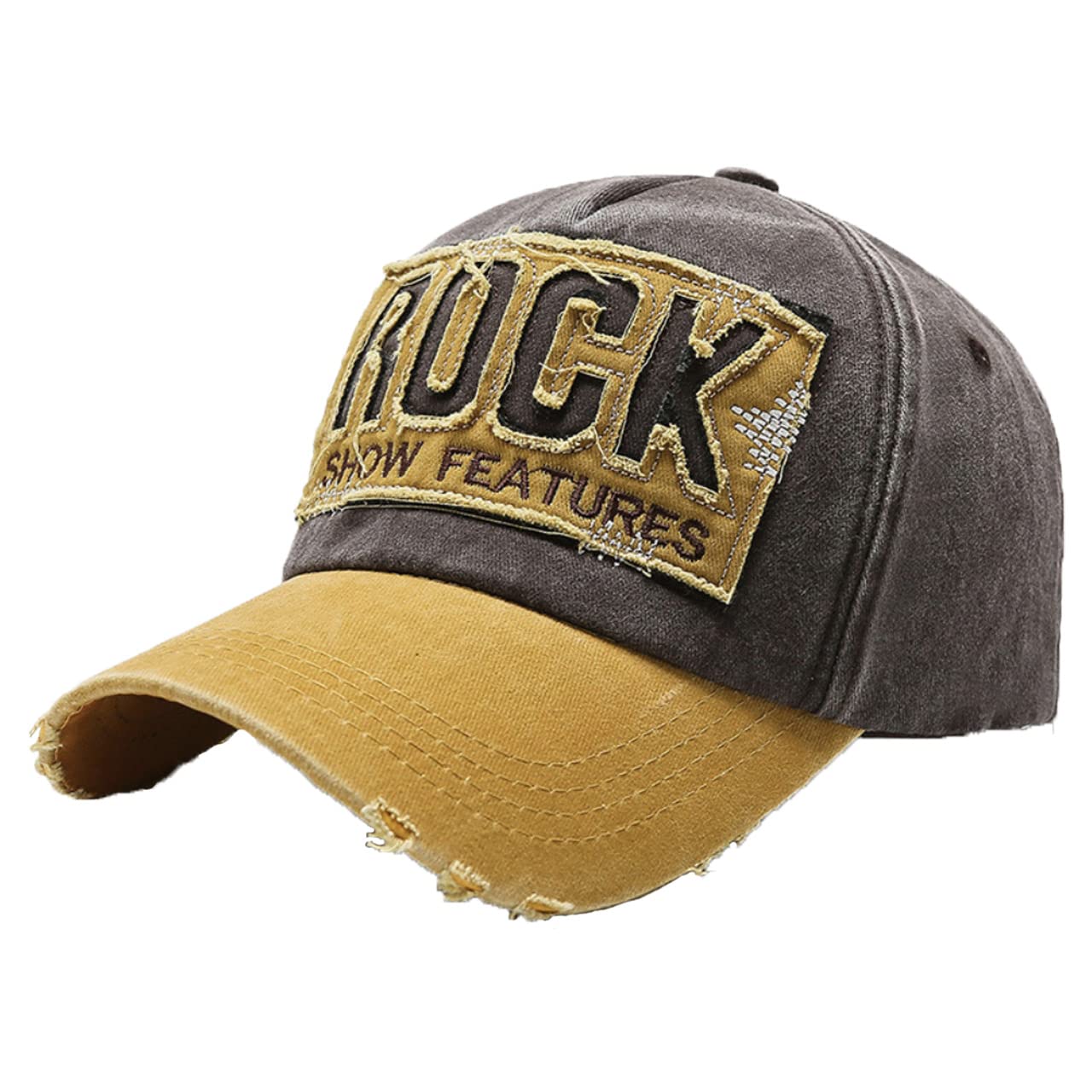 

English ROCK American Casual CA513 [White Fang] Hat, Letters, Logo, Cap, Design, Sports, Men s, Women s, (Brown)