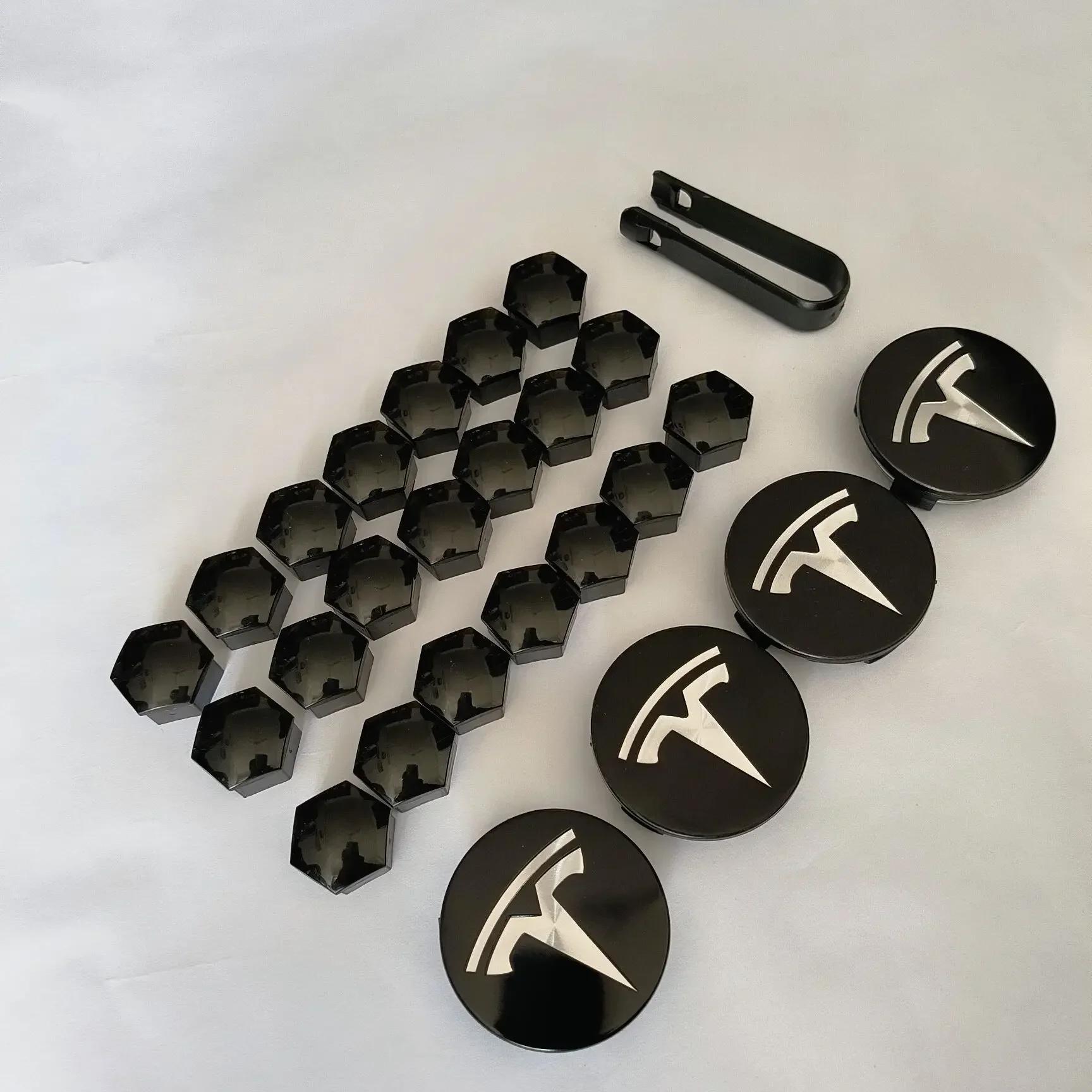 Car Sticker Tesla 4Pcs 25PCS 29PCS  Car For Tesla  Model 3 Model Y   Wheel Hub Cover Rim Center Cap Decoration Accessories Cyber For Tesla