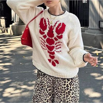 Lässiger Pendel-Cardigan, Langärmliger bedruckter Winterpullover für Damen