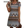Elegant Fashion Short Sleeve Dress Summer Women's Ethnic Style Geometry 3D Print A-Line Dress For Women Casual Clothing