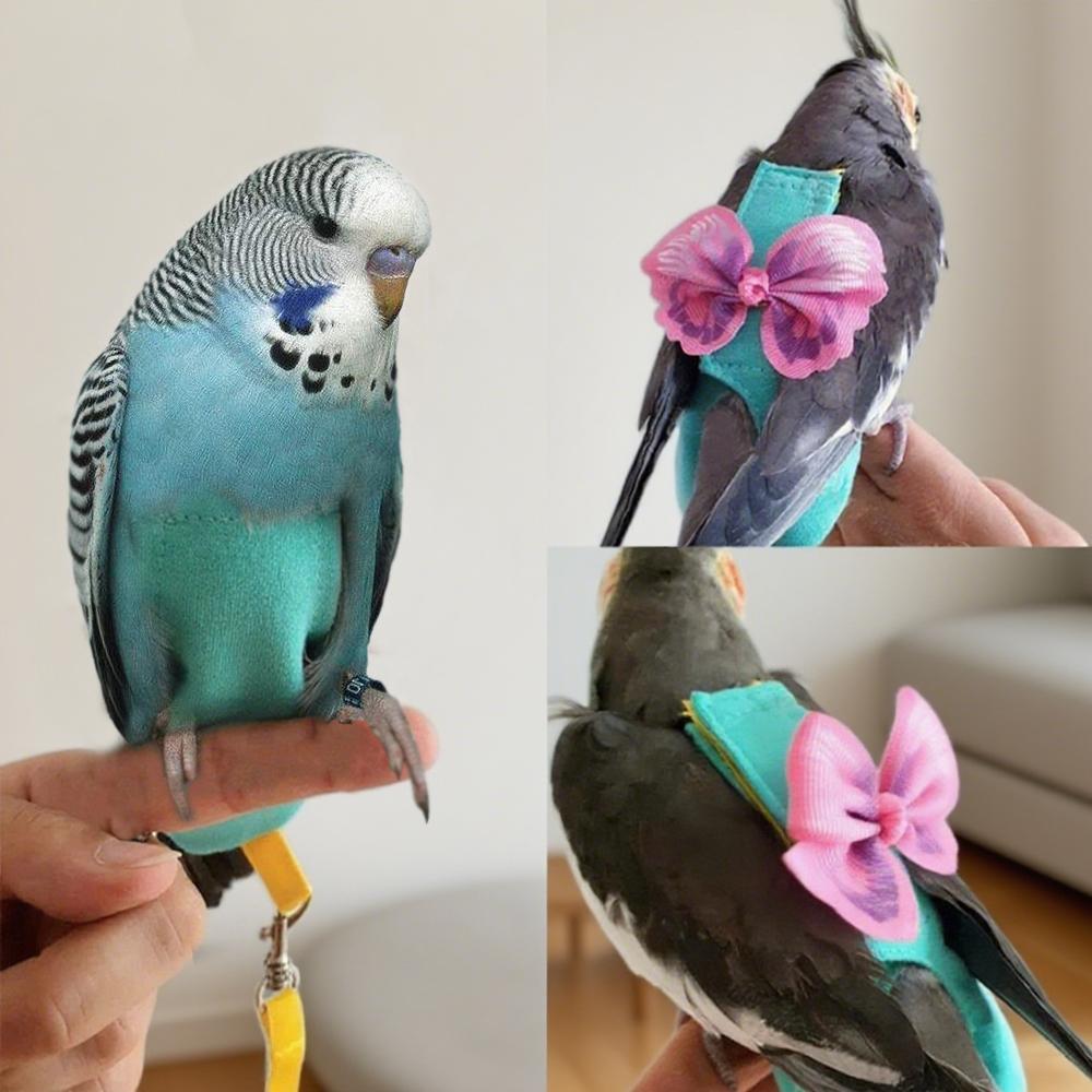 1PC Parrot Vest Harness Decorative Bow Adjust Bird Harness Without Leash for Pet Bird Cockatiels Budgies Outdoor Training Flying