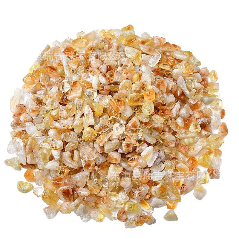 

Brazilian Citrine Crystal Chips for Wealth, Demagnetizing, Fish Tank Base, Landscaping, or Buddha Offering. 5-7mm 100g