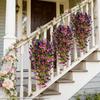 4 Bundles  Artificial Morning Glory Flowers Outdoor Fake Wildflowers For Garden Porch Home Hanging Decor Spring Summer