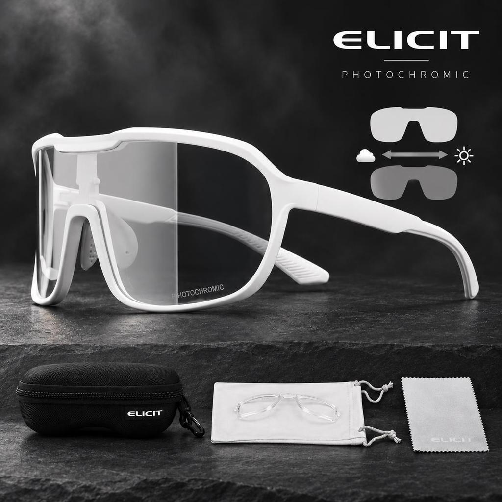 ELICIT New Men's UV400 Photochromic Cycling Sunglasses Women Sports Running Eyewear for Men Glasses Road Bike Bicycle Goggles 7