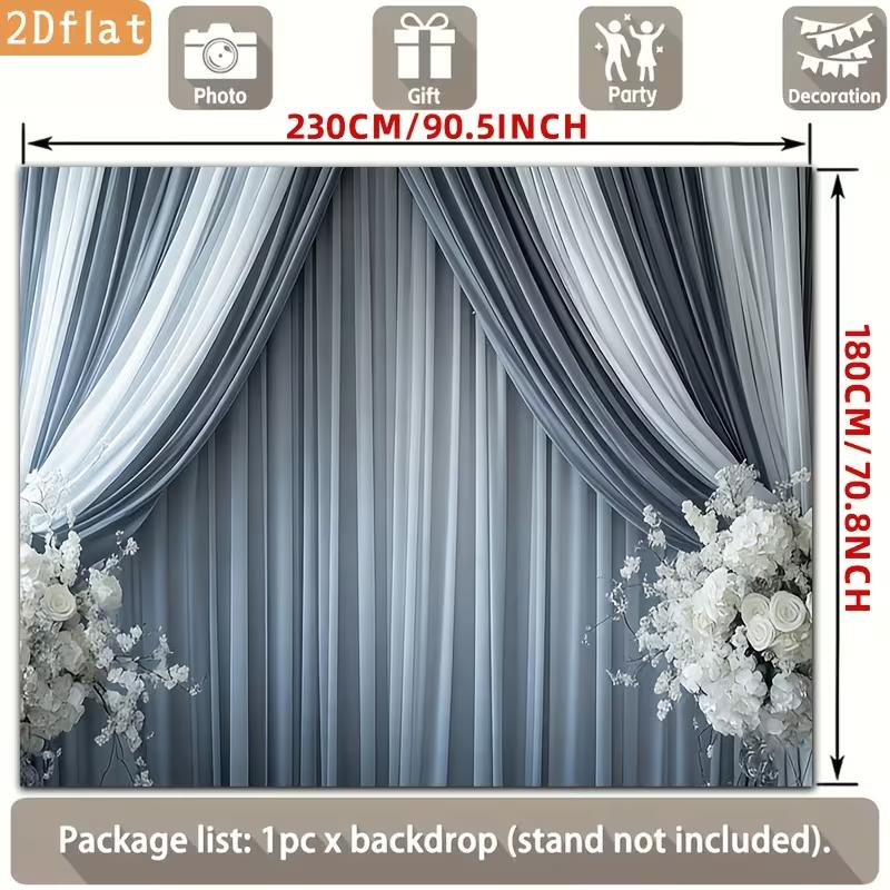 Grey Drape Backdrop with White Flowers for Wedding, Reception and Ceremony