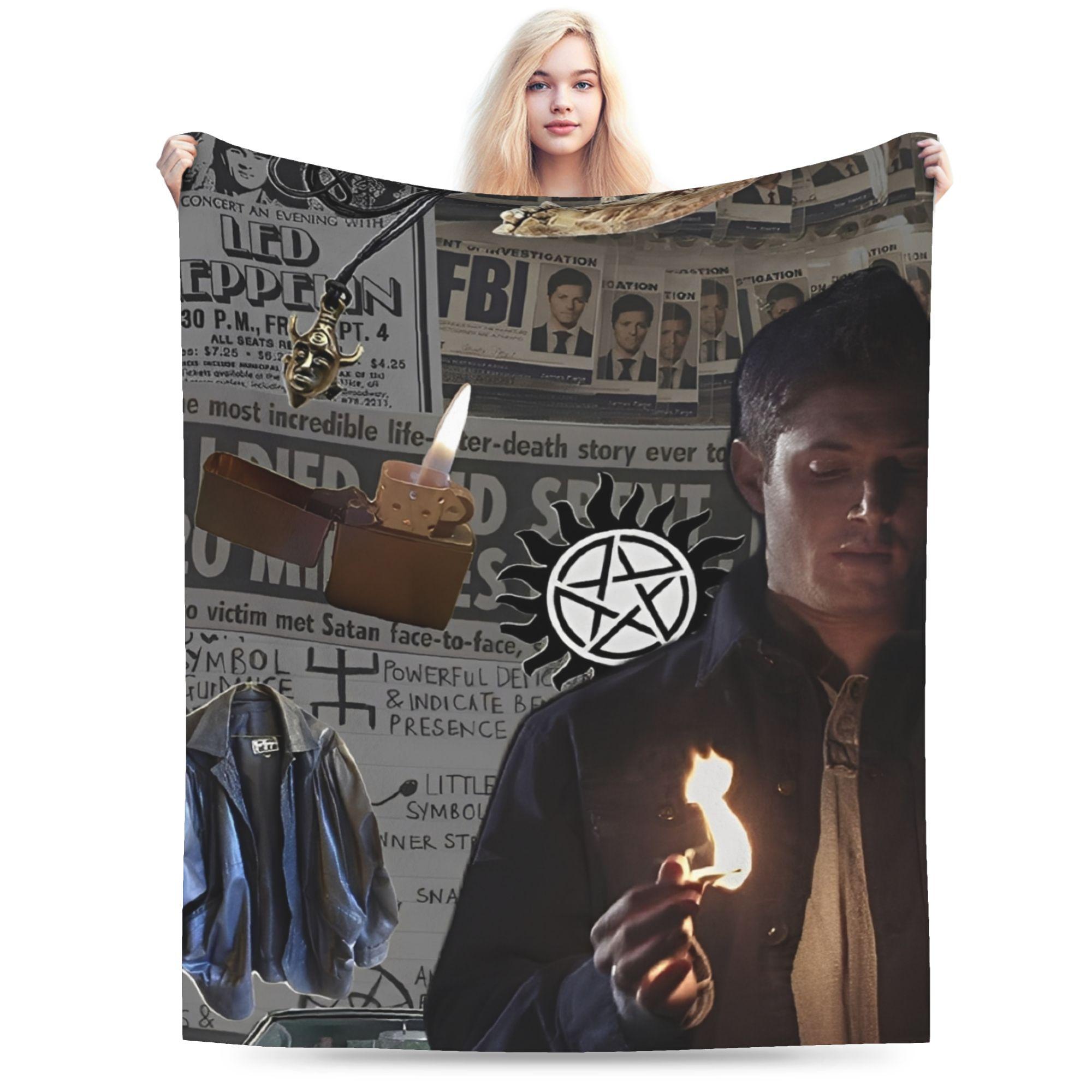 

Supernatural Dean Winchester Super Soft Blanket Child Plush Throw Blanket Novelty Outdoor Flannel Bedspread Sofa Bed Cover 75x90cm