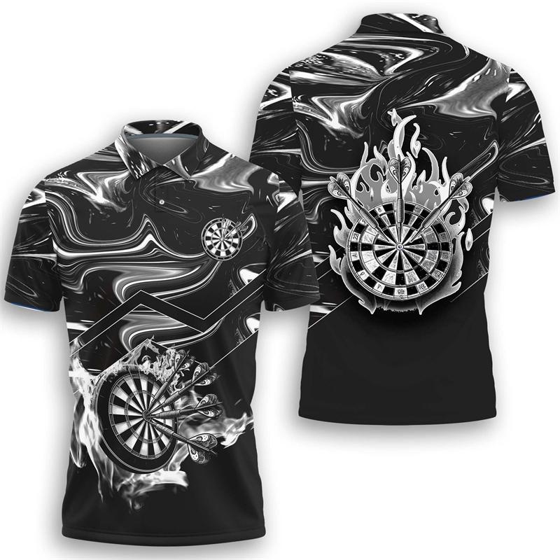 Maglietta Polo a Maniche Corte Team Freccette Turntable Per Uomo Abbigliamento Casual Festa Festiva Polo con Collo a Revers Club Freccette Top Maschili Sport