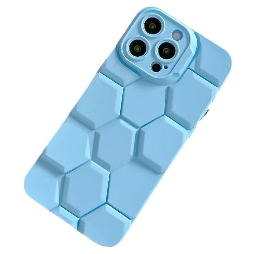 Three-dimensional Football Pattern Suitable for Ip16pm Phone Case, Liquid Skin Feel Spray Oil Apple 15pm Diamond-shaped Full Cover Protective Case