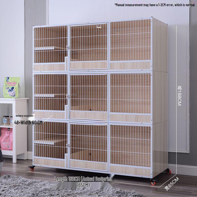 Three-Tier Solid Wood Cat Breeding & Boarding Cage with Birthing Room