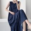 Robe de nuit sans manches en coton et soie pour femme, été, idyllique, ample, grande taille, peut être portée dehors, jupe fishtail en coton artificiel à fleurs