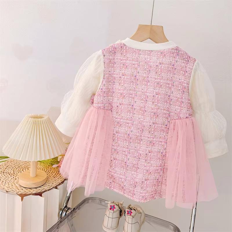 Baby Girl Princess Dress Korean Style Bow Long Sleeved Clothes Spring And Autumn New Children's Party Costumes 9 Months -3 Years