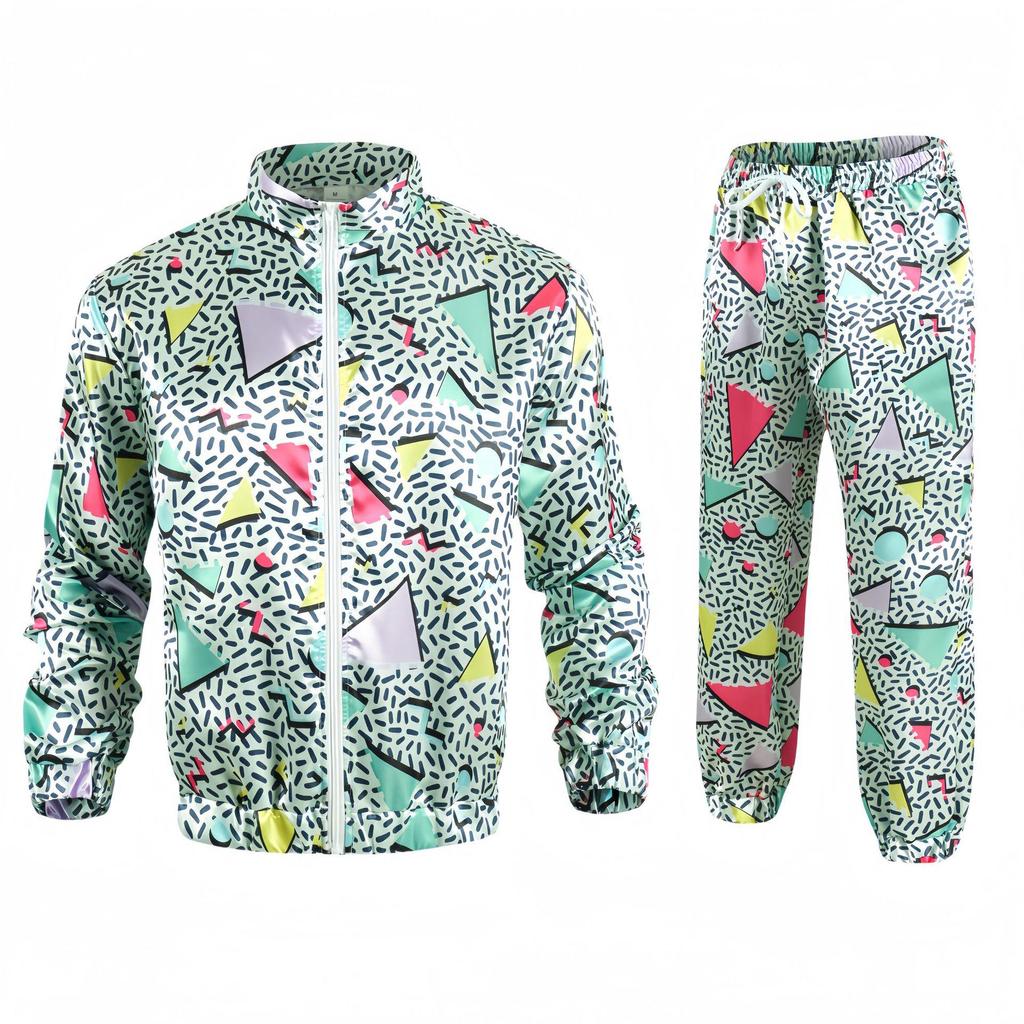 80s Retro Disco Tracksuit: Jacket and Pants Jogging Suit for Theme Parties