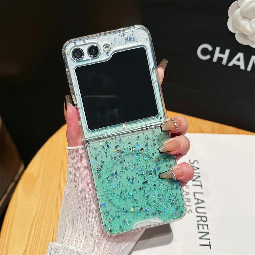 

для Magsafe Glitter Gradient Case для Samsung Galaxy Z Flip 6 5 4 3 Magnetic Bling Star Soft Shockproof Cover для Samsung Flip6 For Samsung Z Flip 4
