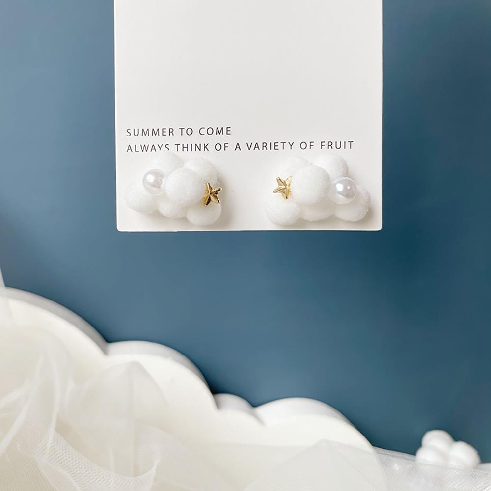 Unique Party Korea Star Bow Women Drop Earrings Fashion Jewelry Plush Cloud Earrings Clip Earrings