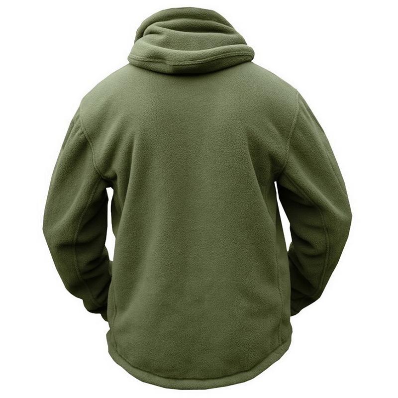 Giacca da uomo con cappuccio militare calda da esterno con capispalla polare termico in pile tattico e cappuccio per l'escursionismo