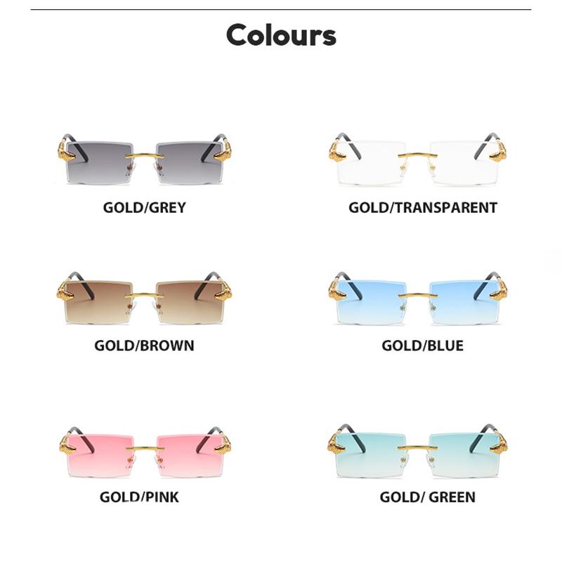 Stylish Retro High End Designer Style Travel Friendly No Rim Alloy Metal Square Shaped Male Female Sun Glasses