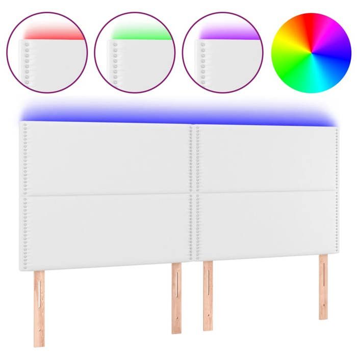 VidaXL Tête de Lit à LED Meuble de Chambre à Coucher Accessoire de Lit Double Tête de Cadre de Lit Intérieur Blanc 3122393