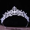 DIEZI Korean Luxury White Crystal Crown Hair Accessories Tiara Women Wedding Rhinestone Bridal Silver Color Crown Hair Jewelry